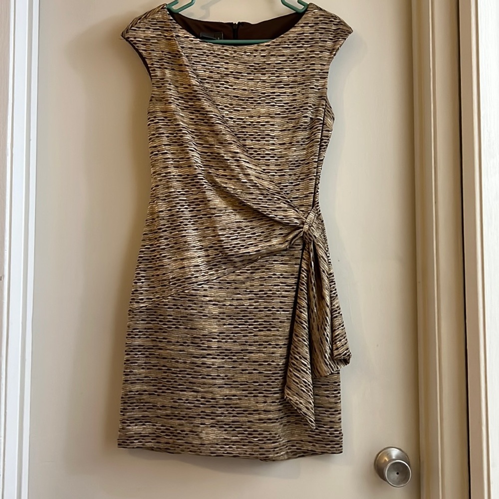 Gold and brown knit dress